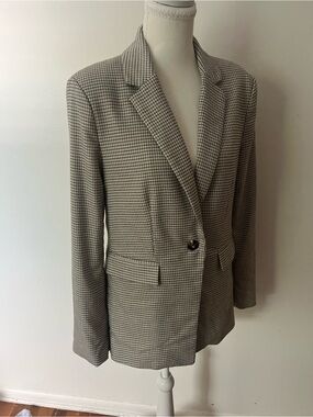 Sanctuary Classic minimalist Womens Checked Blazer Beige/Black, Size XS, NWOT